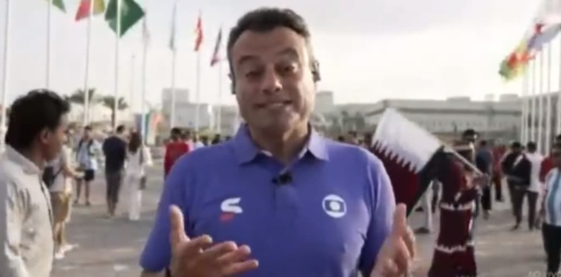 Repórter da Globo empurra torcedor ao vivo no Catar e gera polêmica durante a Copa do Mundo; veja vídeo