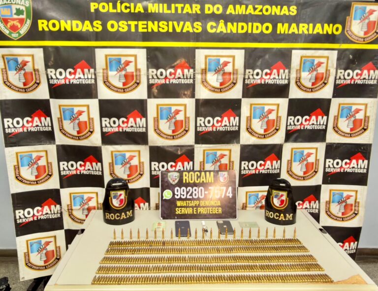 PM apreende 485 munições de fuzil na zona norte de Manaus; dois são presos