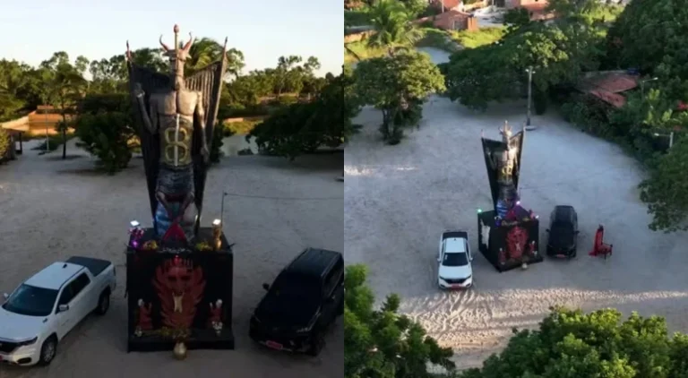 Cidade do Ceará autoriza estátua de 11 metros de Satanás; veja vídeo