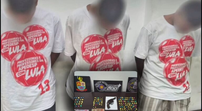 Bandidos são presos com 160 pacotes de cocaína, revólver, dinheiro vivo e vestindo camisas em apoio a Lula; veja vídeo